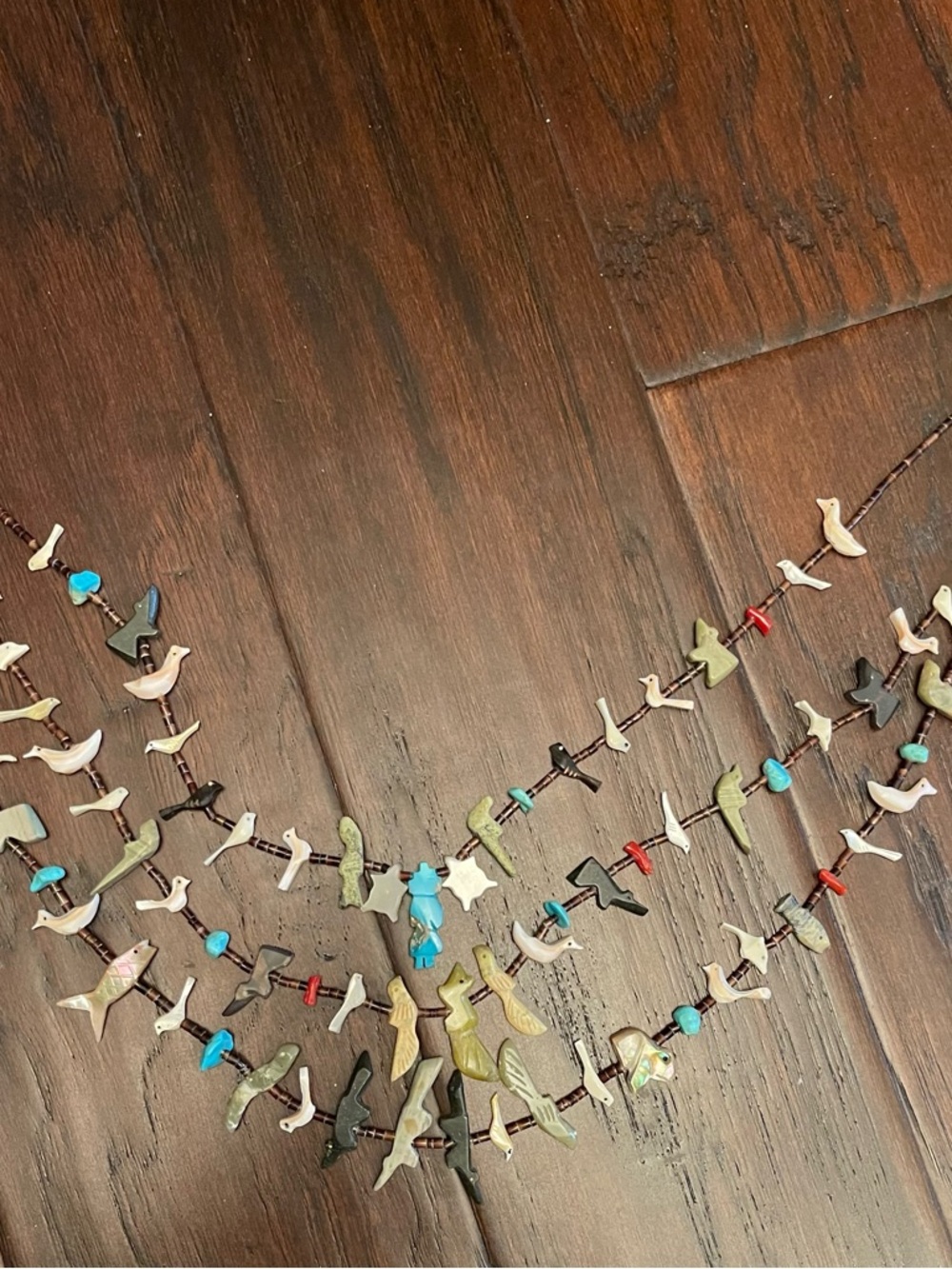 Multi-Stone Fetish Heishi Necklace with Turquoise & Shell